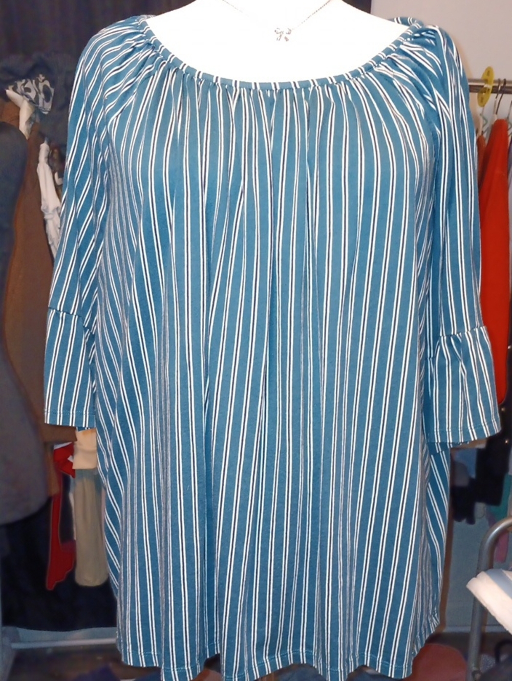 MICHAEL Michael Kors Blue and White Striped Top